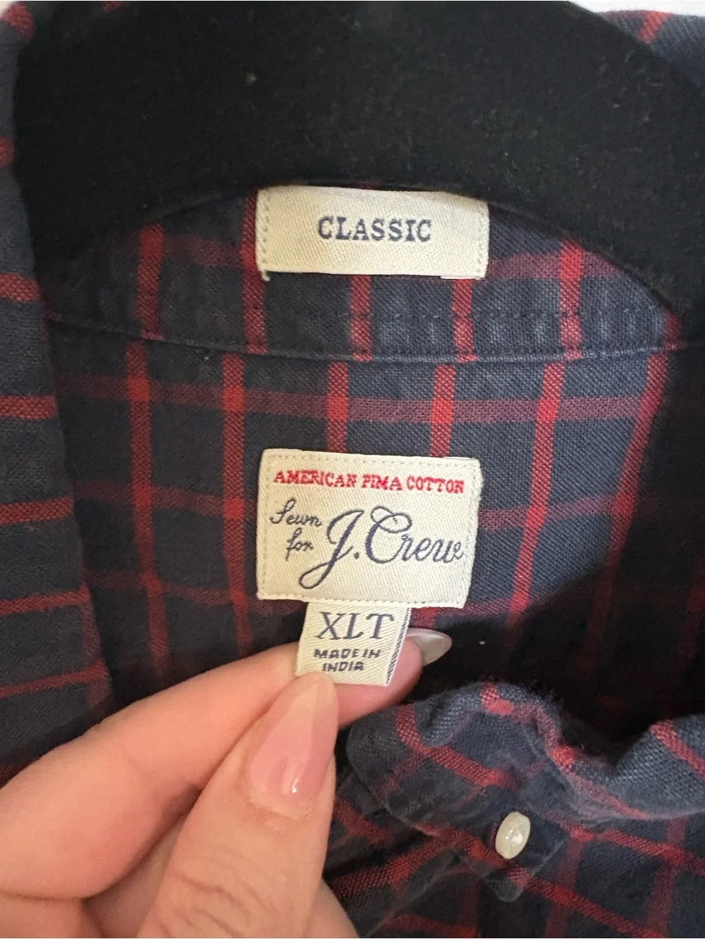 J. Crew Men’s Navy & Red Plaid Button-Down Shirt
